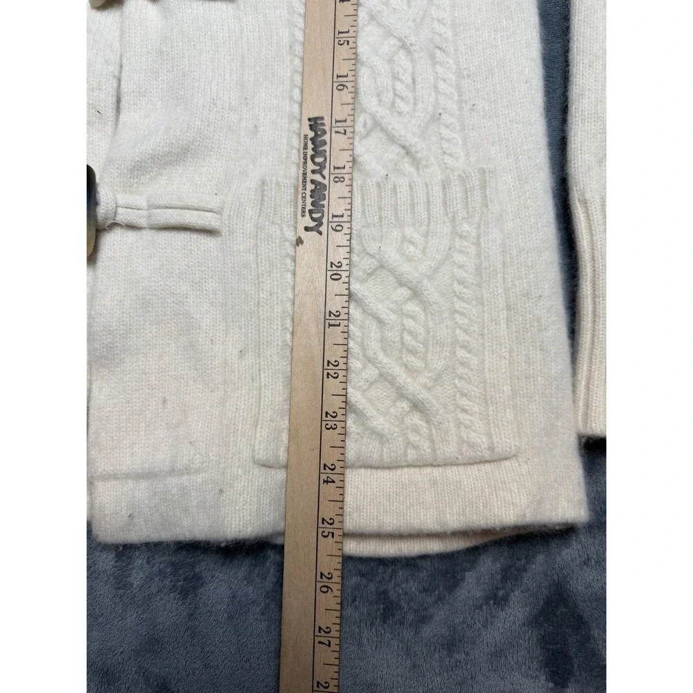 Ralph Lauren Cream Merino Wool Angora Cashmere Cable Knit Toggle Cardigan Small